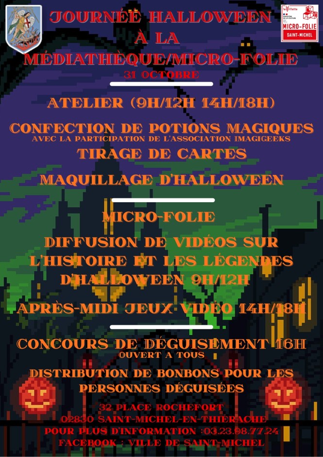 Affiche Halloween Médiathèque 2025