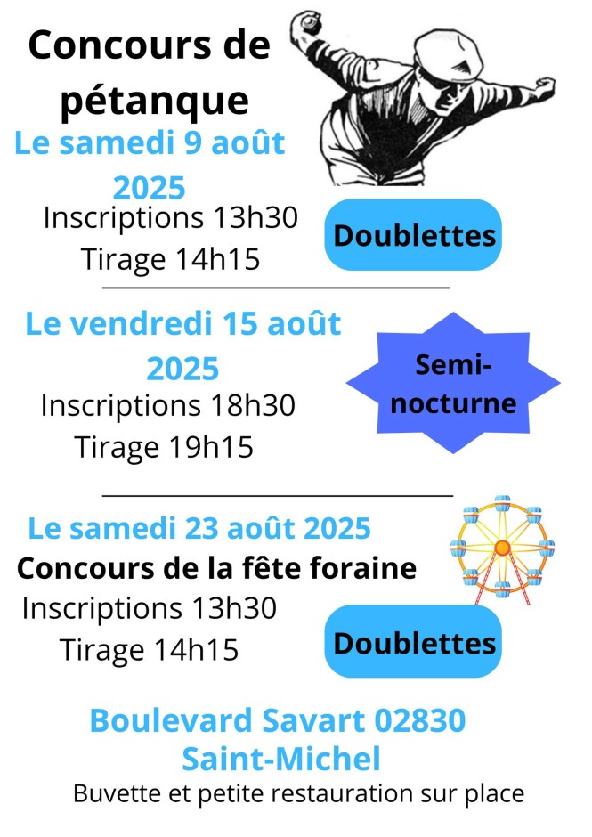 Calendrier pétanque août 2025